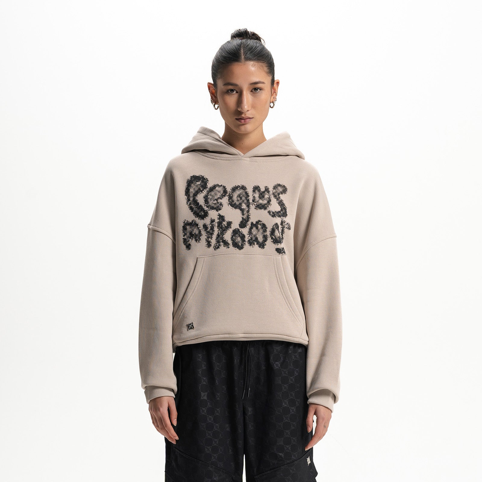 Cropped PEQUS Bubble Logo Hoodie