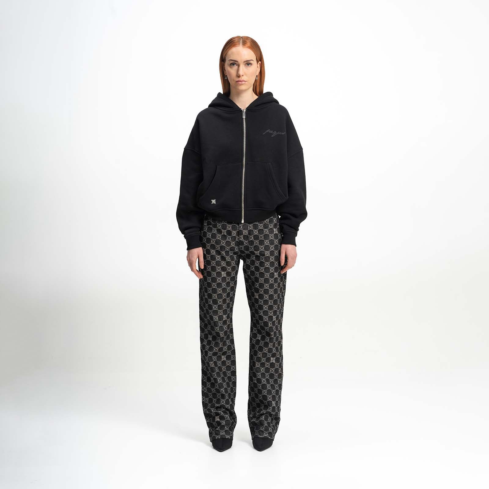 Cropped ink back logo zip hoodie