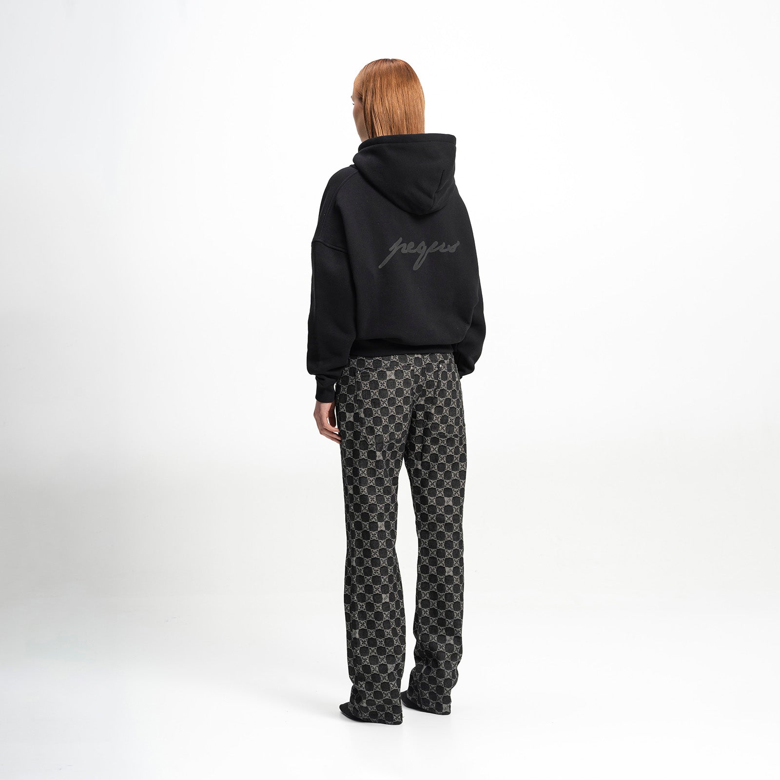 Cropped ink back logo zip hoodie