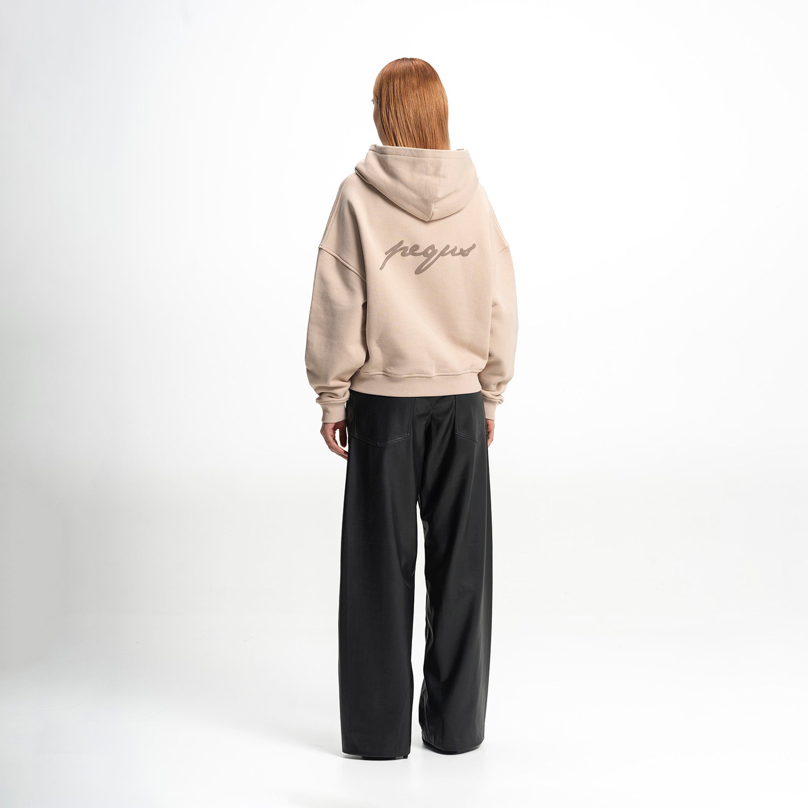 Cropped ink back logo zip hoodie