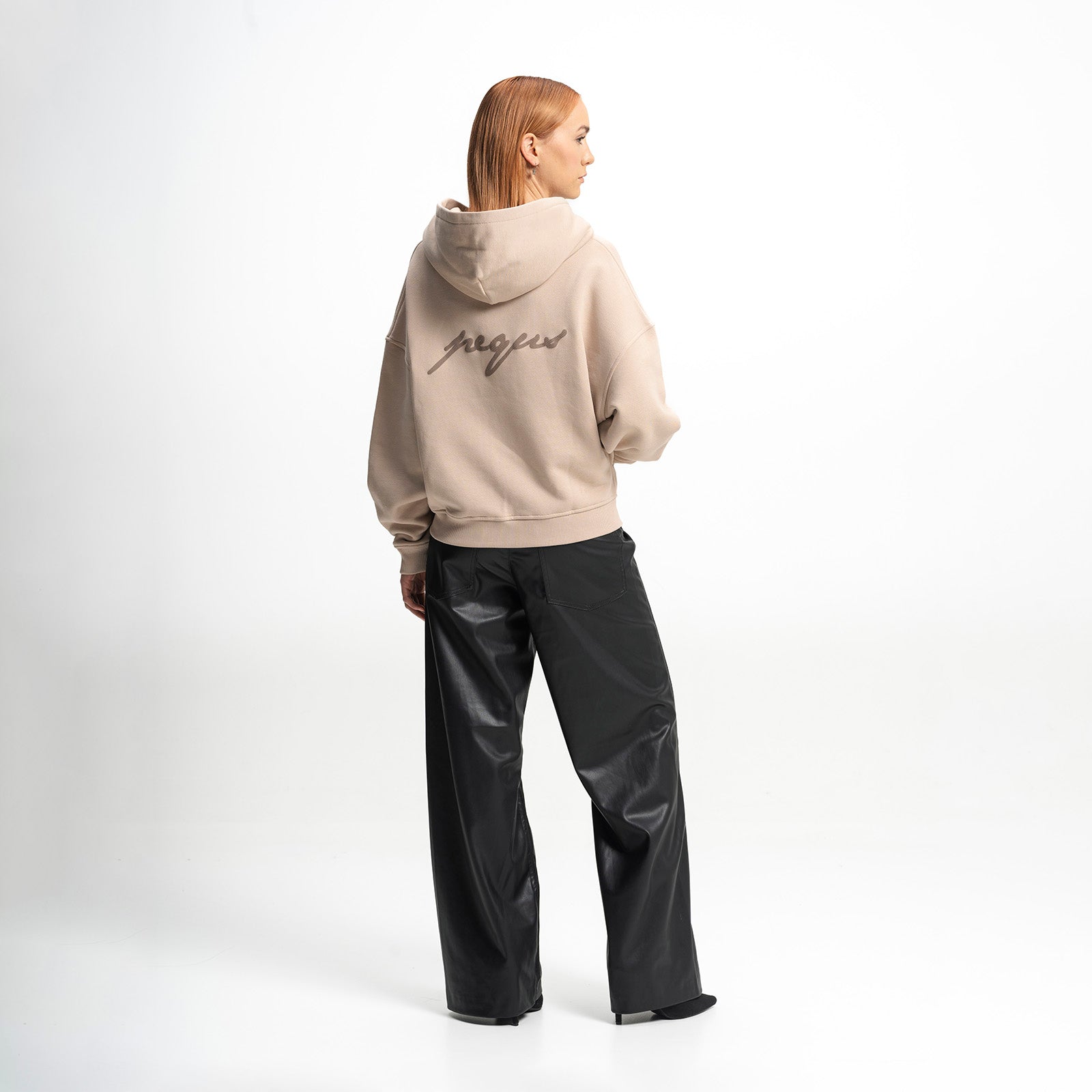 Cropped ink back logo zip hoodie